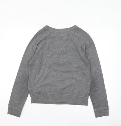 Hollister Womens Grey Long Sleeve Crew Neck Basic T-Shirt S