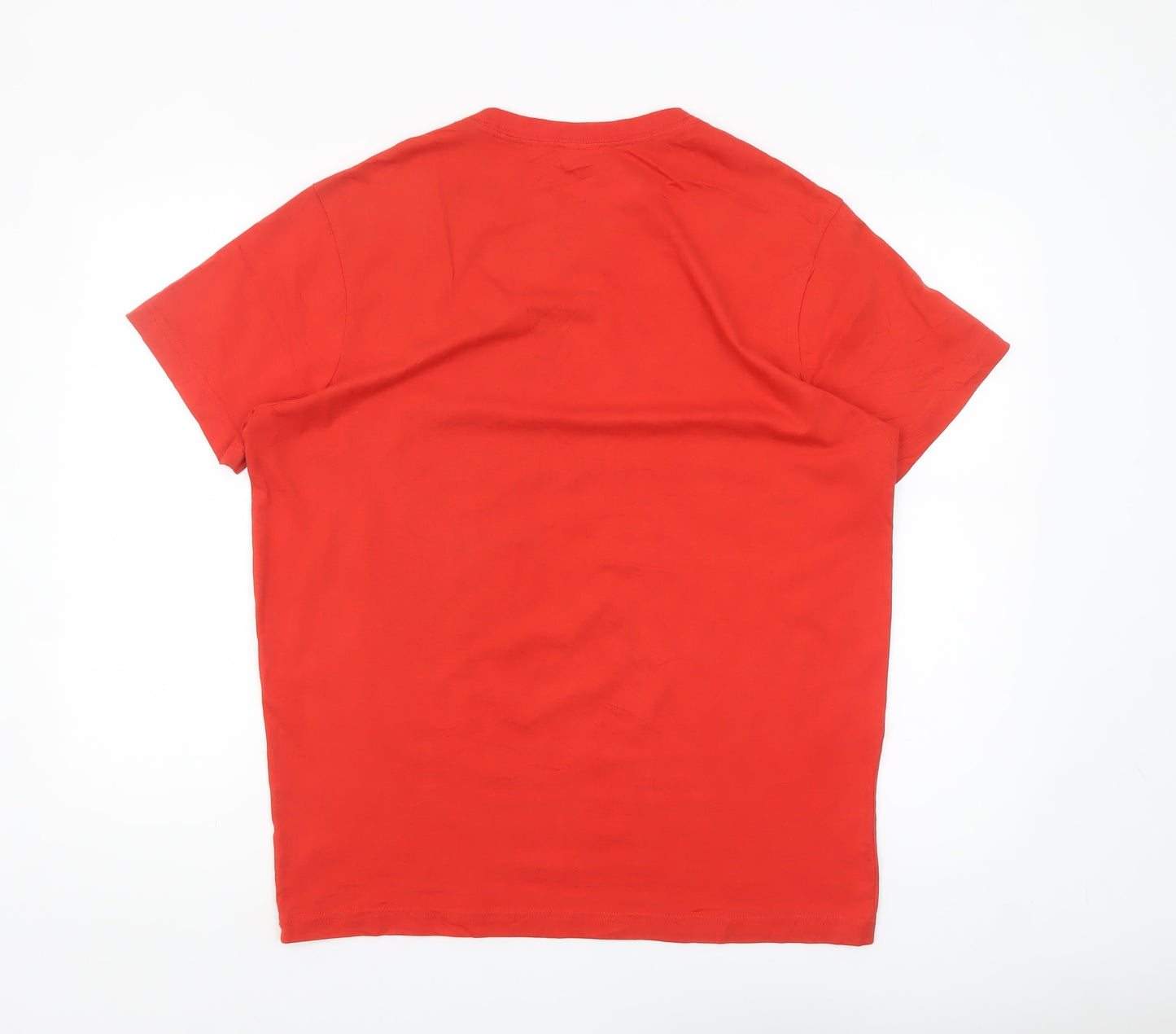 Diesel Mens Red Graphic Print Crew Neck Cotton T-Shirt L Regular Fit