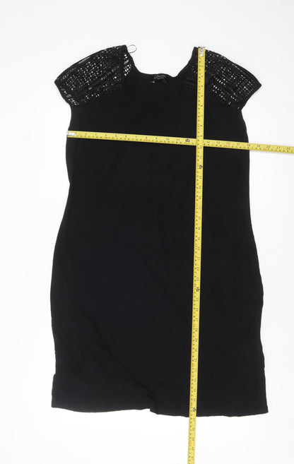 Yessica Women’s Black Crochet Sleeve Shift Dress Size 12