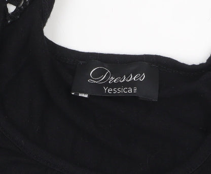 Yessica Women’s Black Crochet Sleeve Shift Dress Size 12