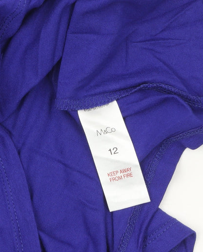 M&Co Womens Blue Ruffle Sleeve Camisole Blouse Size 12