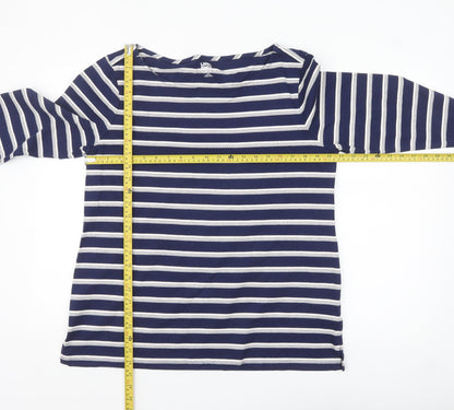 Lands' End Women's Blue Striped 3/4 Sleeve Cotton Petite T-Shirt M