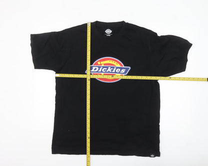 Dickies Men's Black Large Logo Short Sleeve Cotton T-Shirt