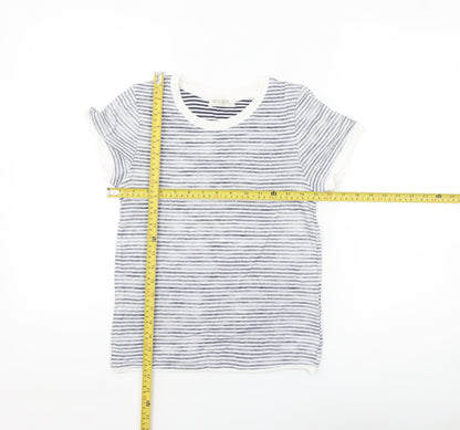 Marks and Spencer Women’s Grey Striped Cotton Linen T-Shirt Size 10