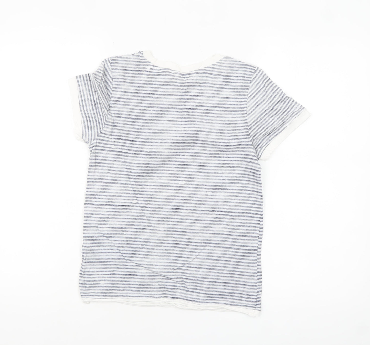 Marks and Spencer Women’s Grey Striped Cotton Linen T-Shirt Size 10