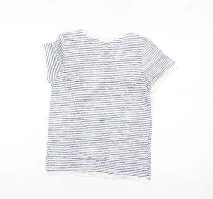 Marks and Spencer Women’s Grey Striped Cotton Linen T-Shirt Size 10