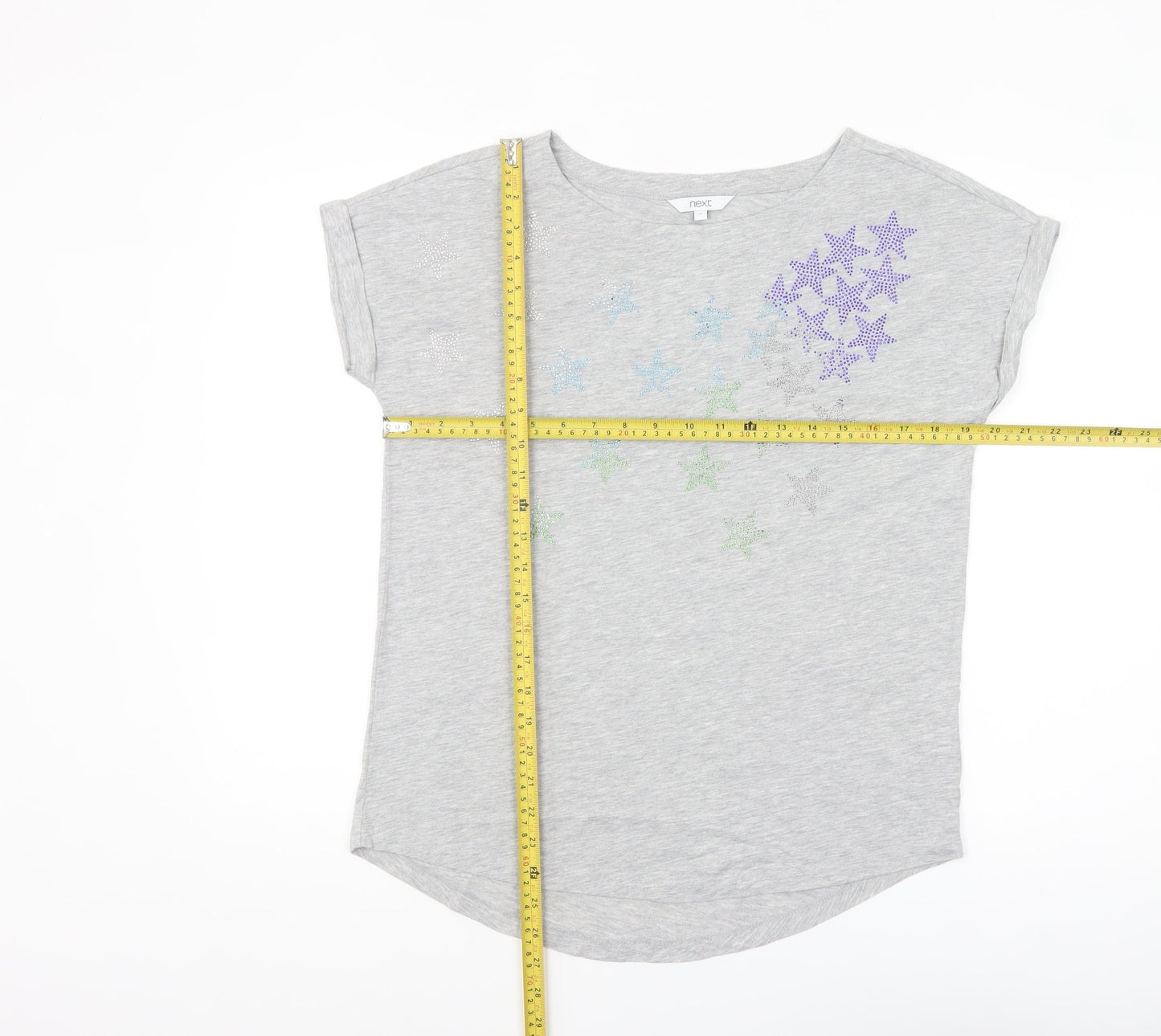 Next Women’s Grey Rhinestone Star T-Shirt Size 10