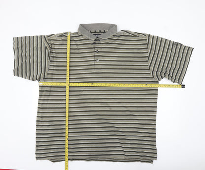 Ashworth Men's Green Striped Cotton Polo Shirt XL