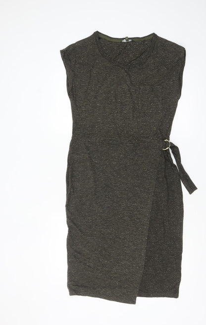 Next Women’s Brown Sleeveless Wrap Dress Size 8 Belted Jersey