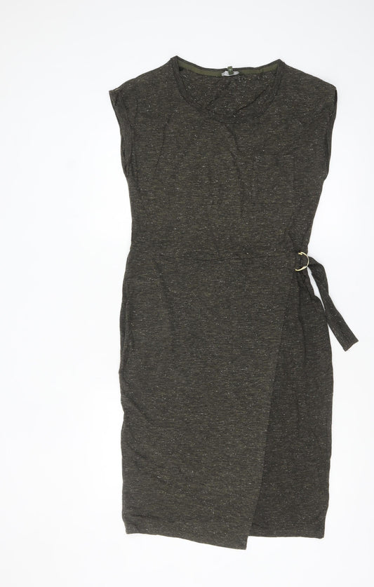 Next Women’s Brown Sleeveless Wrap Dress Size 8 Belted Jersey