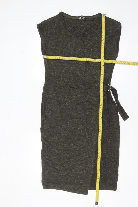 Next Women’s Brown Sleeveless Wrap Dress Size 8 Belted Jersey