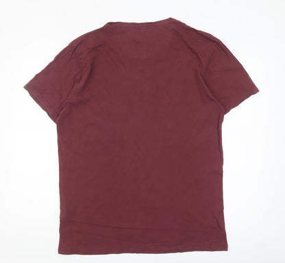 Firetrap Men's Burgundy London Graphic Cotton T-Shirt Size L