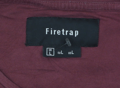 Firetrap Men's Burgundy London Graphic Cotton T-Shirt Size L