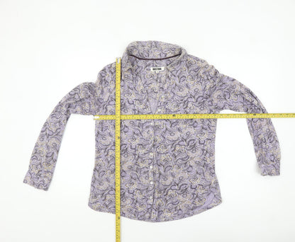 Mistral Women’s Purple Paisley Cotton Long Sleeve Button-Up Shirt Size 12