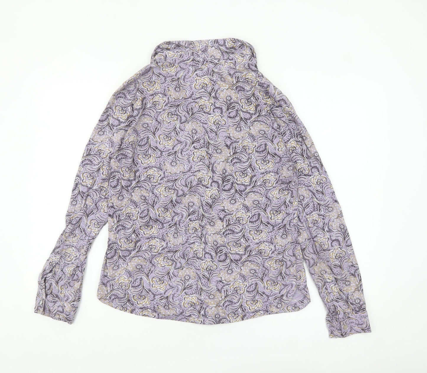 Mistral Women’s Purple Paisley Cotton Long Sleeve Button-Up Shirt Size 12