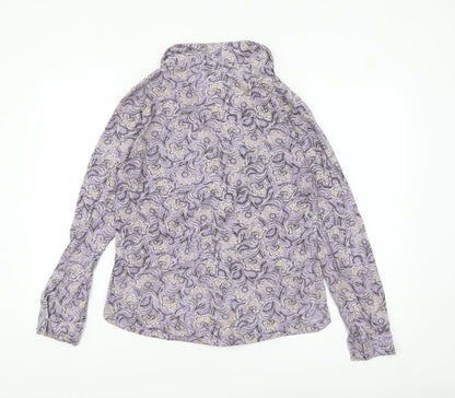 Mistral Women’s Purple Paisley Cotton Long Sleeve Button-Up Shirt Size 12