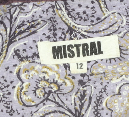 Mistral Women’s Purple Paisley Cotton Long Sleeve Button-Up Shirt Size 12