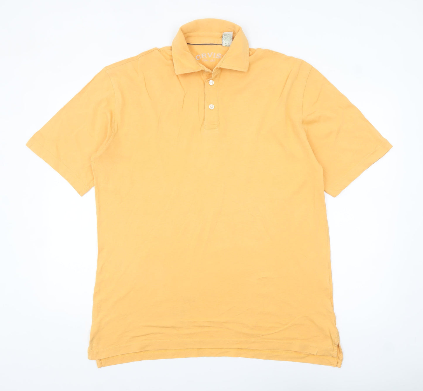Orvis Men's Yellow Cotton Polo Shirt Size M Short Sleeve Casual