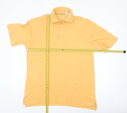 Orvis Men's Yellow Cotton Polo Shirt Size M Short Sleeve Casual