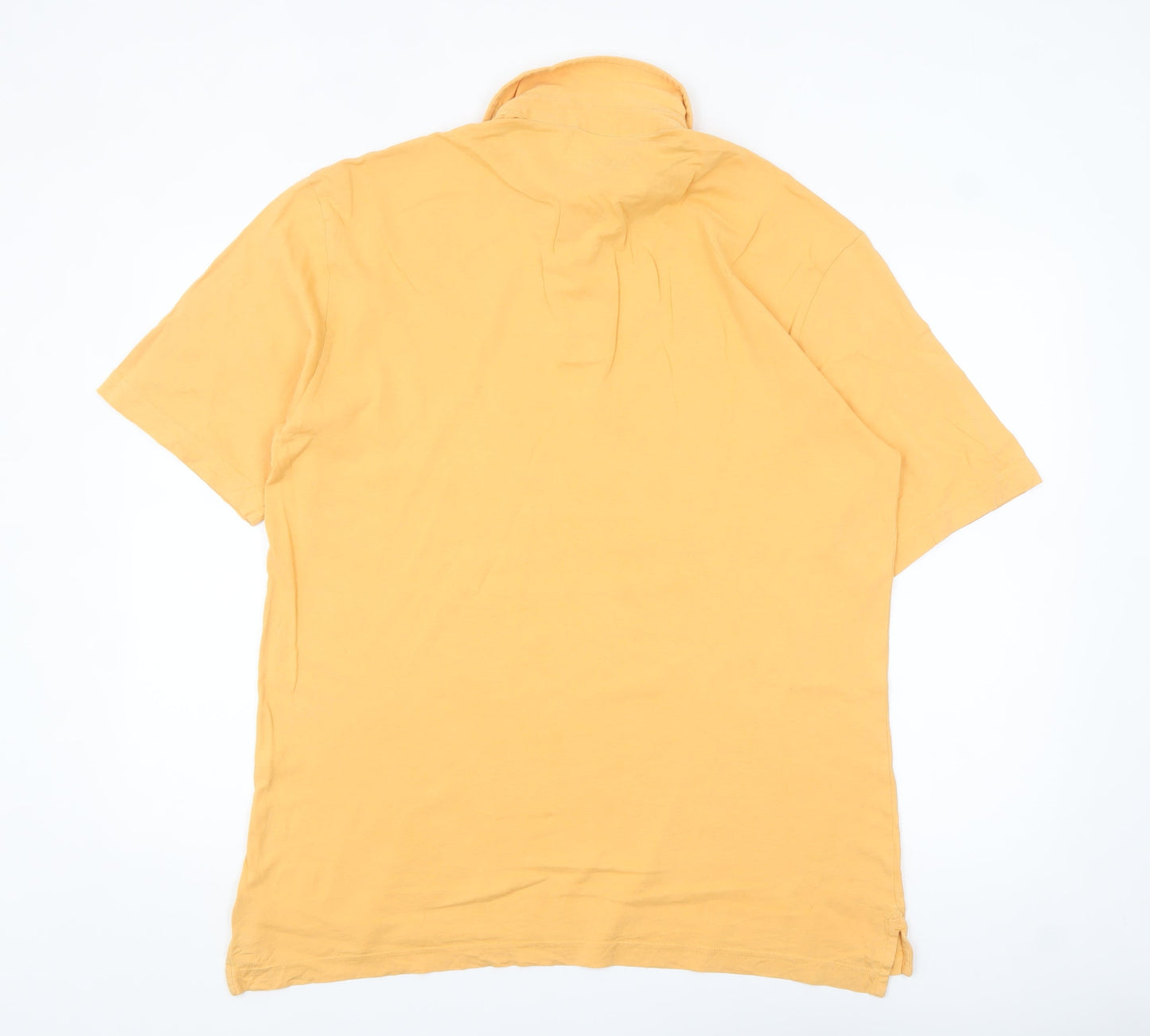 Orvis Men's Yellow Cotton Polo Shirt Size M Short Sleeve Casual