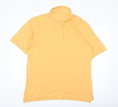Orvis Men's Yellow Cotton Polo Shirt Size M Short Sleeve Casual
