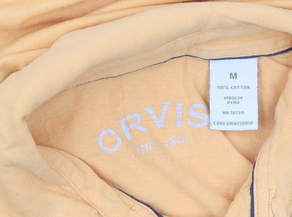 Orvis Men's Yellow Cotton Polo Shirt Size M Short Sleeve Casual