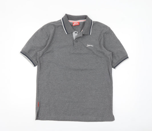 Slazenger Mens Grey Polo Shirt M Regular Fit Short Sleeve Sports Top