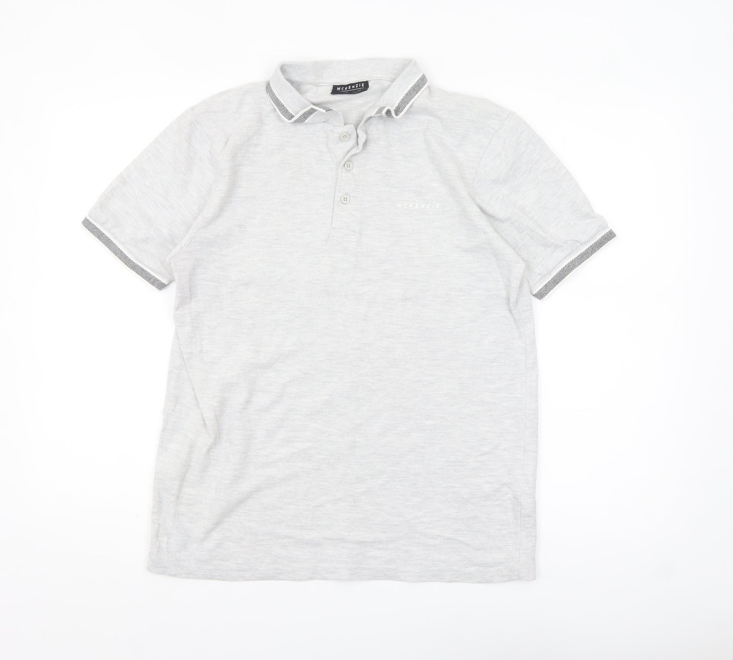 McKenzie Men's Grey Cotton Blend Short Sleeve Polo Shirt M