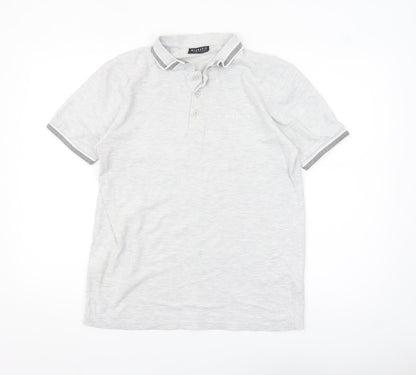 McKenzie Men's Grey Cotton Blend Short Sleeve Polo Shirt M