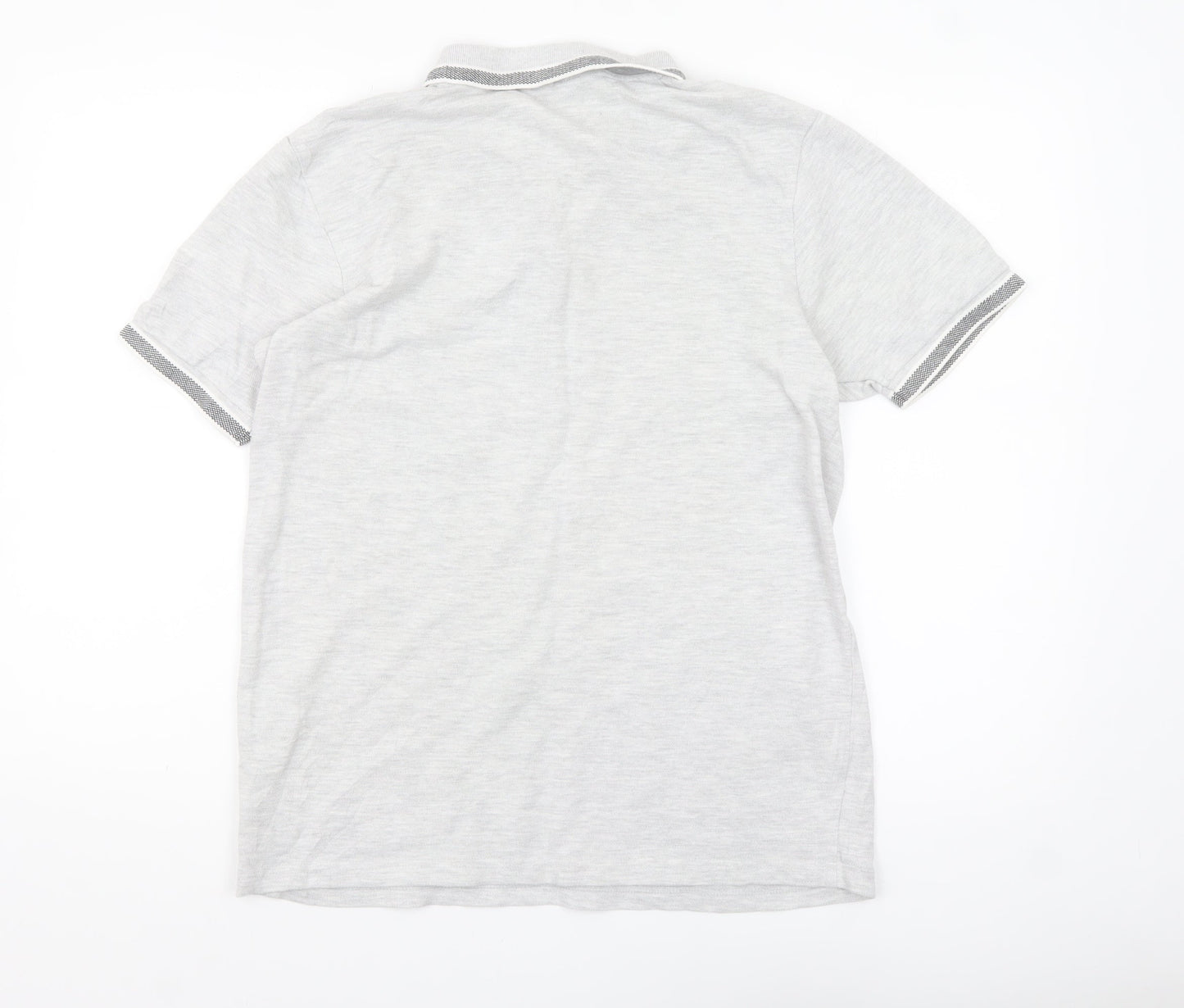 McKenzie Men's Grey Cotton Blend Short Sleeve Polo Shirt M