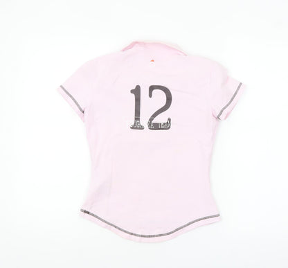 Fouganza Womens Pink Polo Shirt Size 8 Slim Fit Collared Top