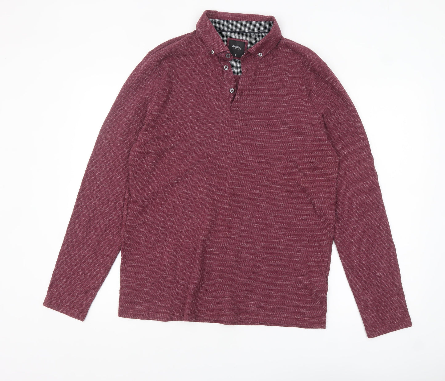 Burton Menswear London Men's Red Long Sleeve Polo Shirt M