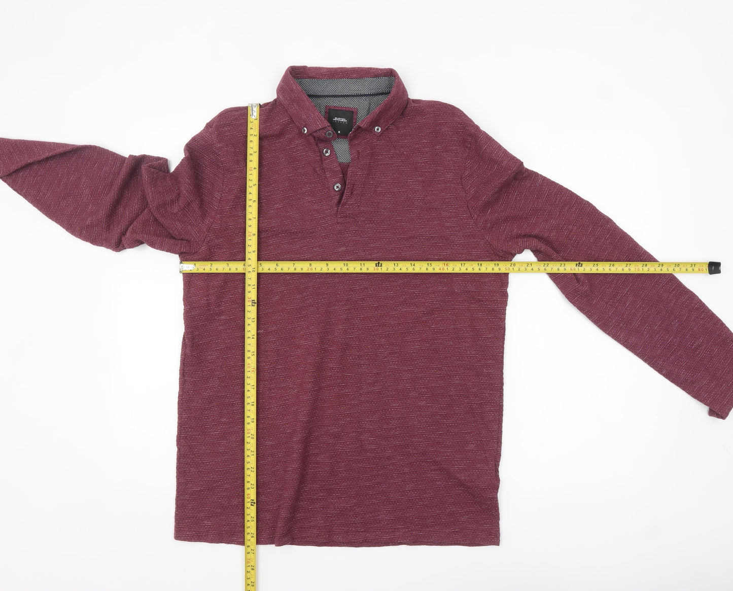 Burton Menswear London Men's Red Long Sleeve Polo Shirt M