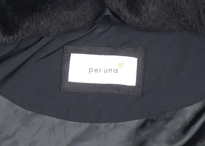 Marks and Spencer Per Una Women’s Black Faux Fur Hooded Puffer Jacket Size 8