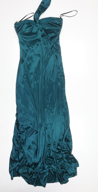 Windsor Women’s Green Halter Maxi Satin Formal Dress Size 12-14