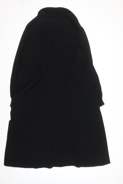 Gerard Darel Women Black Shirt Dress Size 18 Collared Long Sleeve