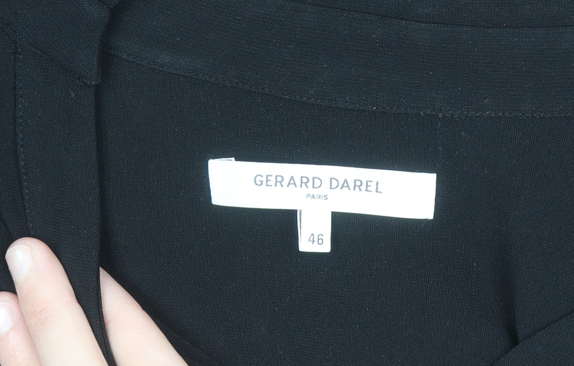 Gerard Darel Women Black Shirt Dress Size 18 Collared Long Sleeve