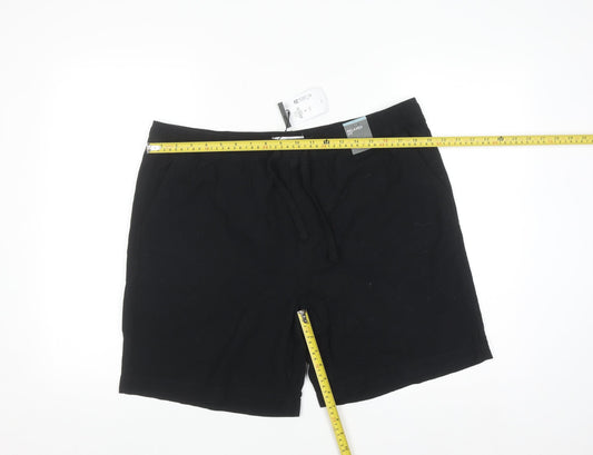 Denim Co Men's Black Relaxed Fit Chino Shorts L Cotton Linen