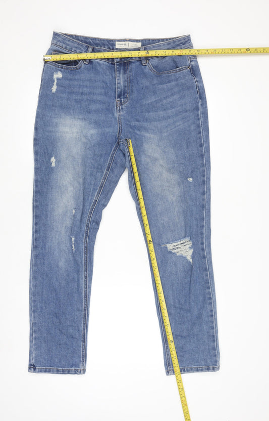 Simply Be Women Blue Size 14 Slim Boyfriend Distressed Jeans