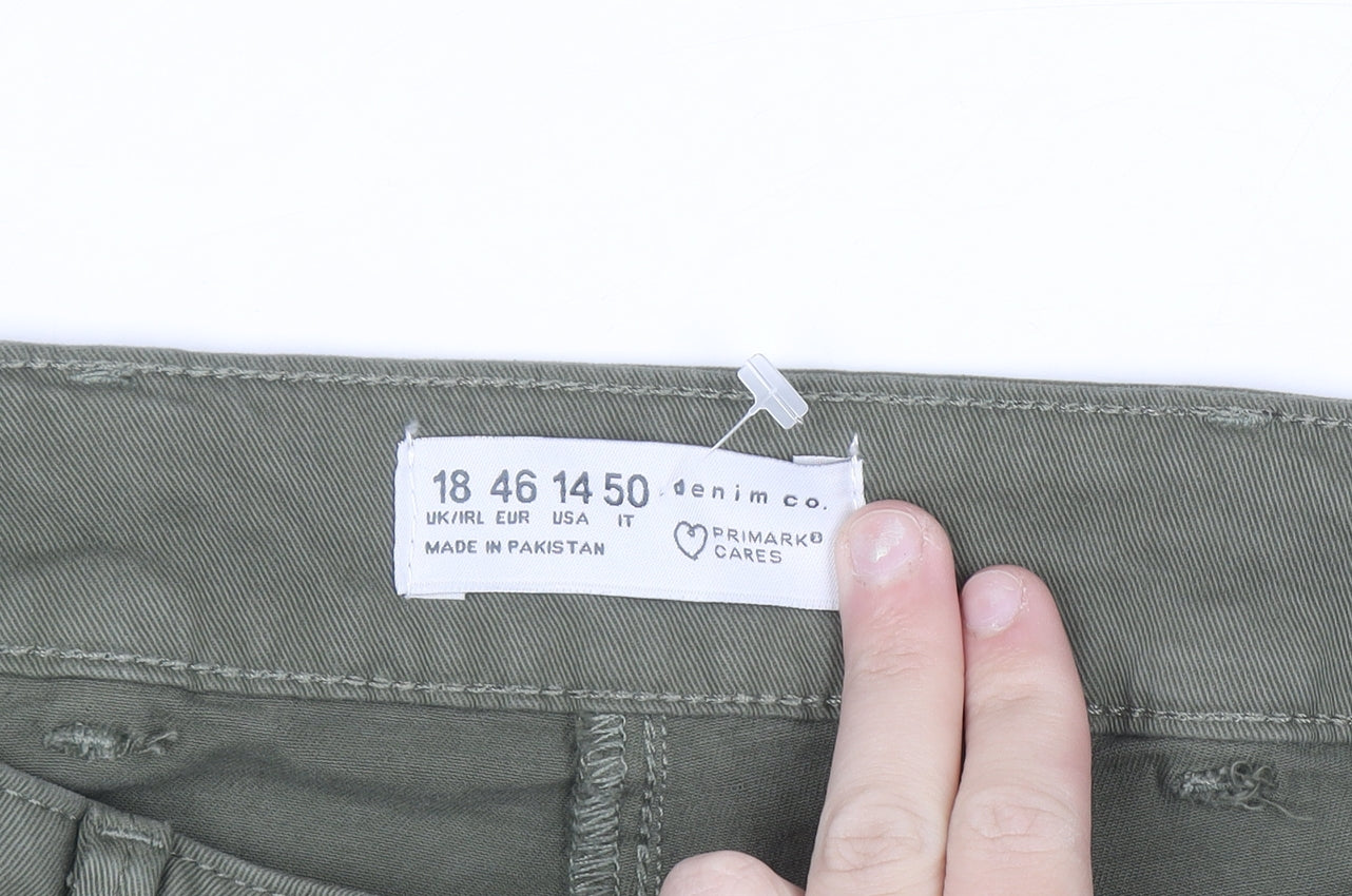 Primark Women’s Green Straight Denim Jeans Size 18 Regular Fit