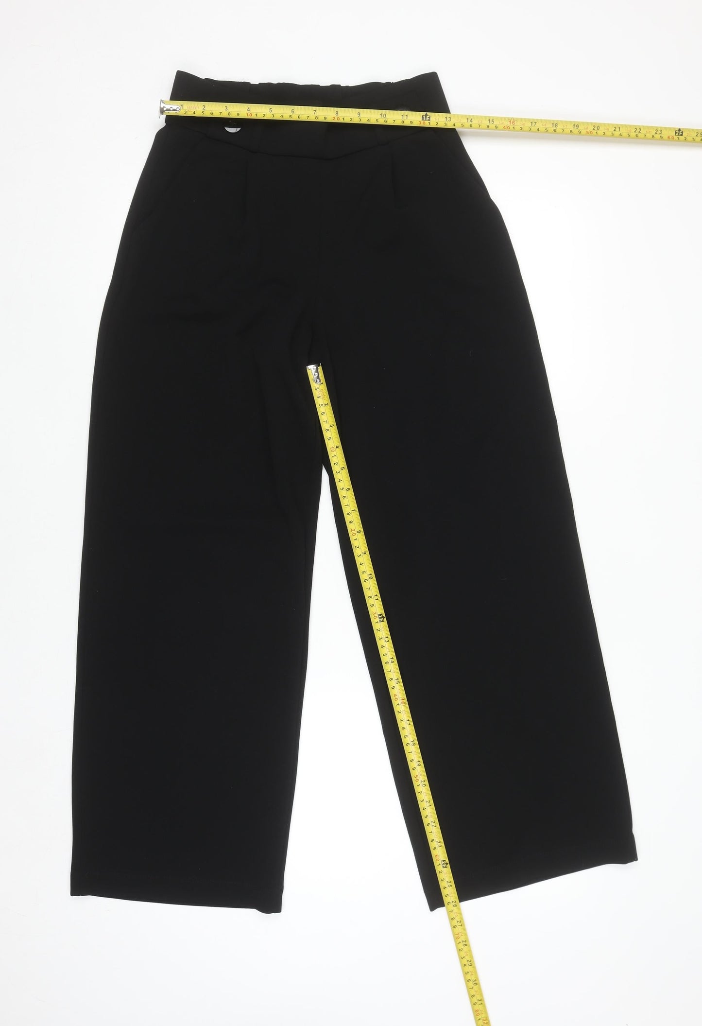 JDY Women's Black Cropped Wide-Leg Trousers Size M