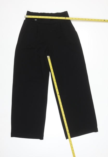JDY Women's Black Cropped Wide-Leg Trousers Size M