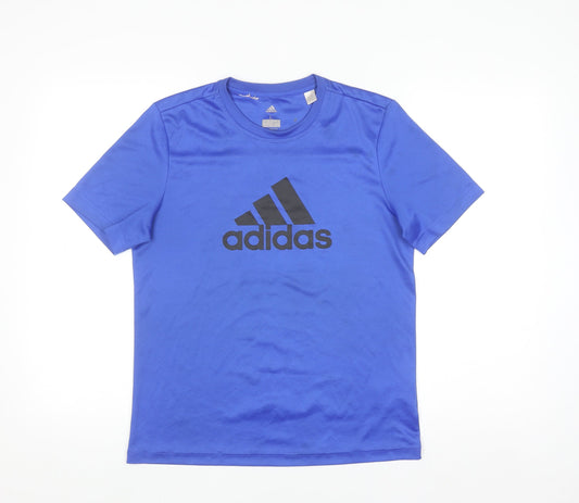Adidas Blue Boys L Climalite Sports T-Shirt Activewear Top