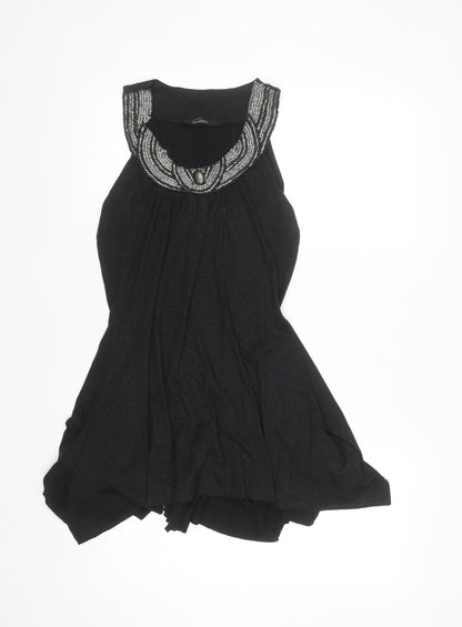 Dunnes Women’s Black Beaded A-Line Sleeveless Party Dress Size 10