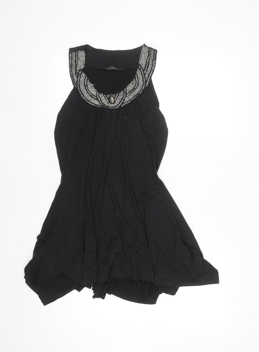 Dunnes Women’s Black Beaded A-Line Sleeveless Party Dress Size 10