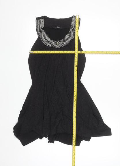 Dunnes Women’s Black Beaded A-Line Sleeveless Party Dress Size 10