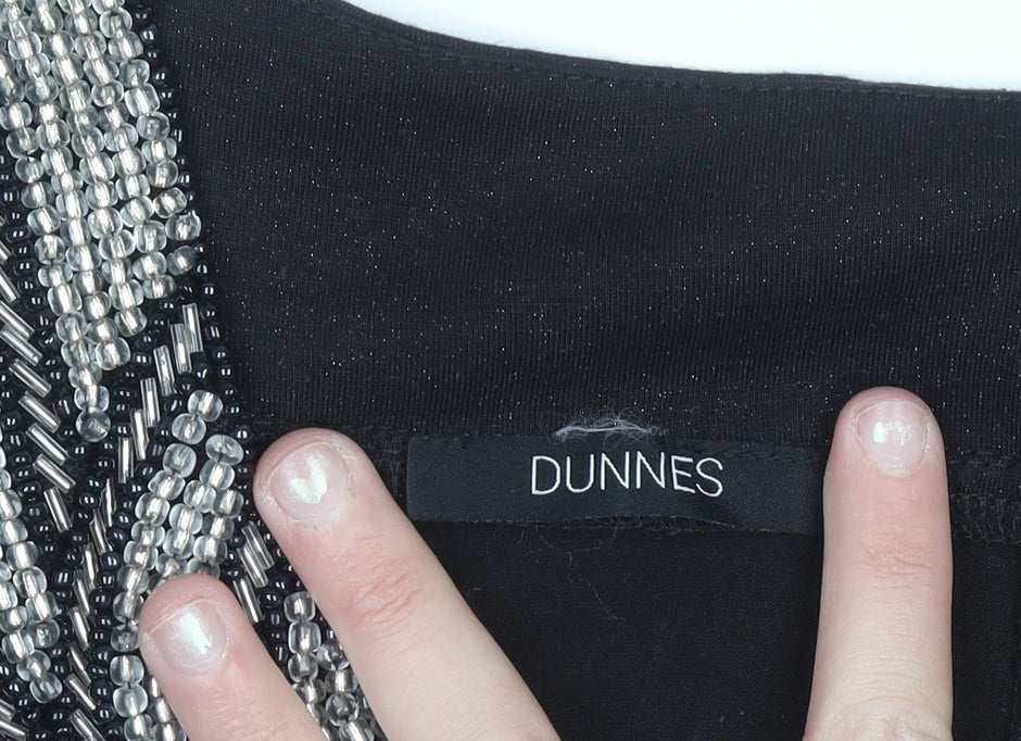 Dunnes Women’s Black Beaded A-Line Sleeveless Party Dress Size 10
