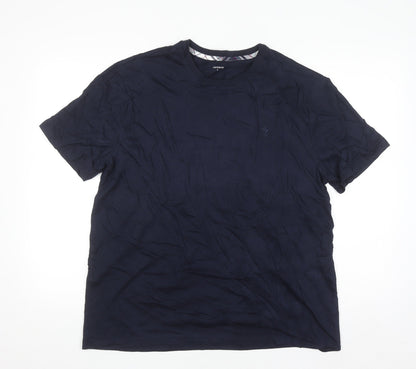 JEFF&CO Men's Blue Cotton Crew Neck Short Sleeve T-Shirt L