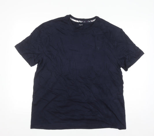 JEFF&CO Men's Blue Cotton Crew Neck Short Sleeve T-Shirt L