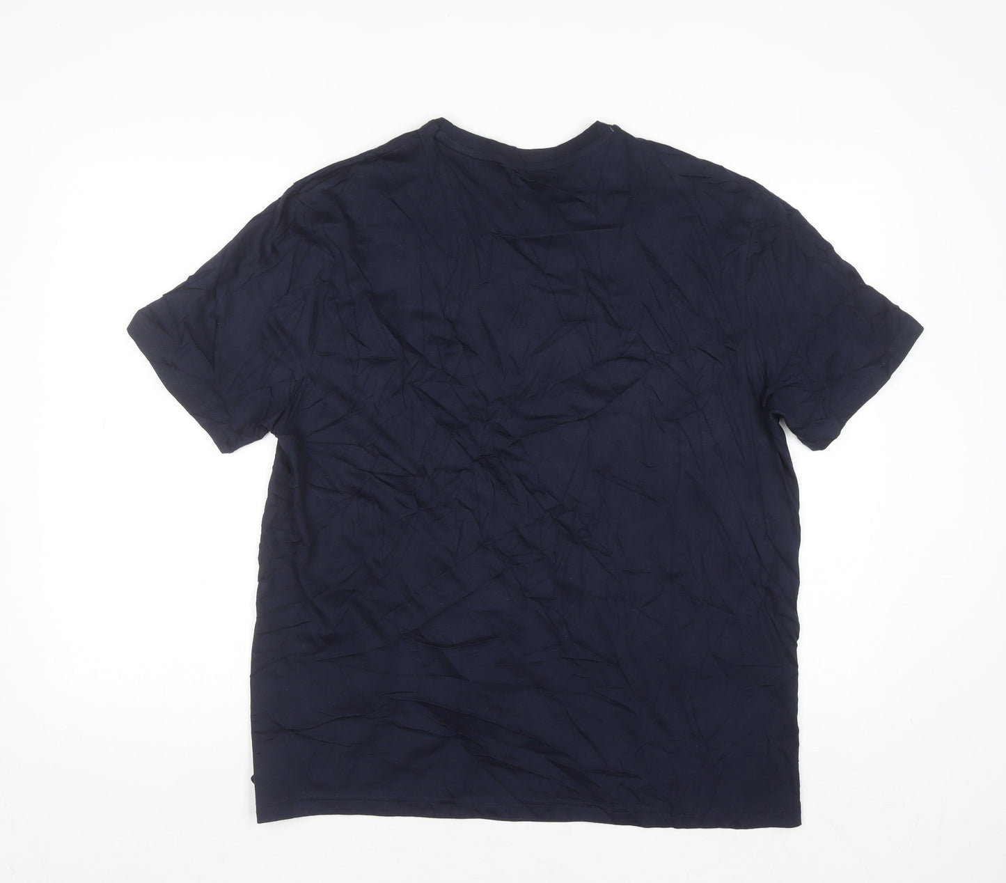 JEFF&CO Men's Blue Cotton Crew Neck Short Sleeve T-Shirt L